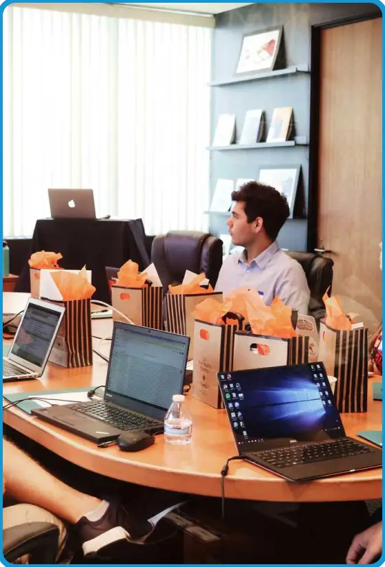Office environment with professionals working