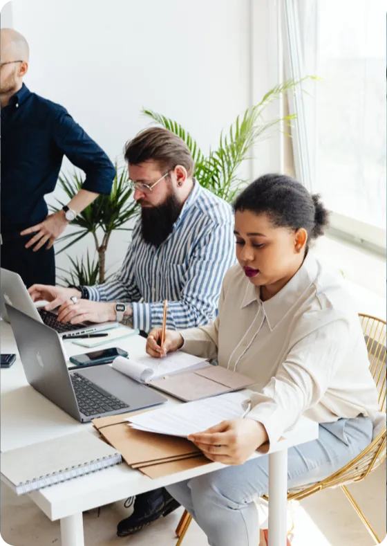 Office environment with professionals working