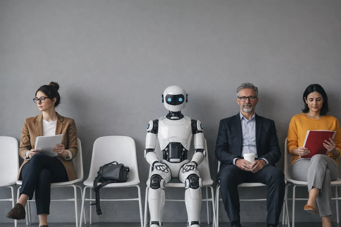 Benefits of AI in Recruitment showing AI interview candidate