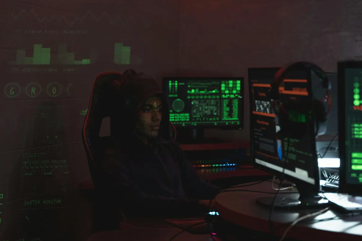 Beginner cyber security professionals monitoring digital threats and network security systems