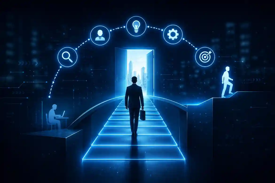 Professional transitioning to a new career by applying transferable skills and practical training