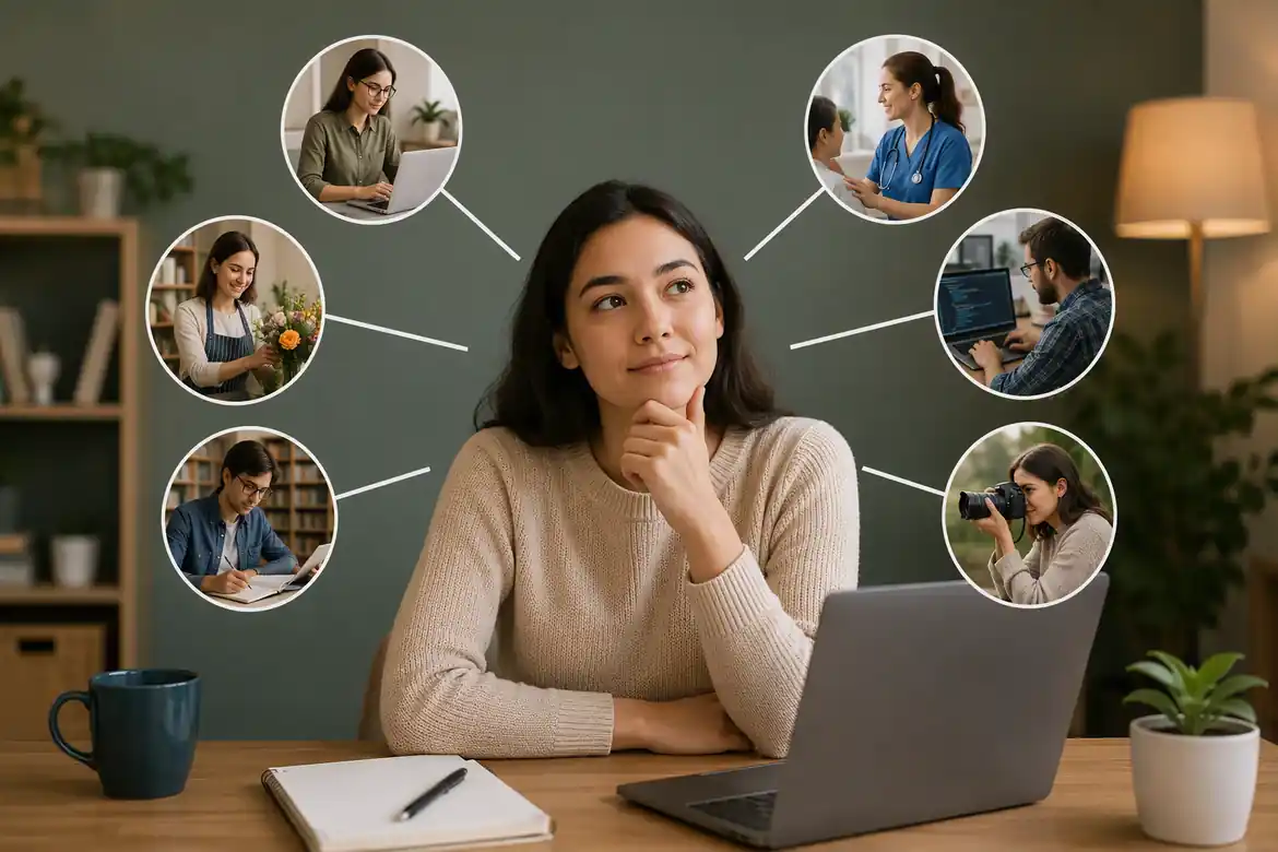 Person exploring different career options based on skills and experience.
