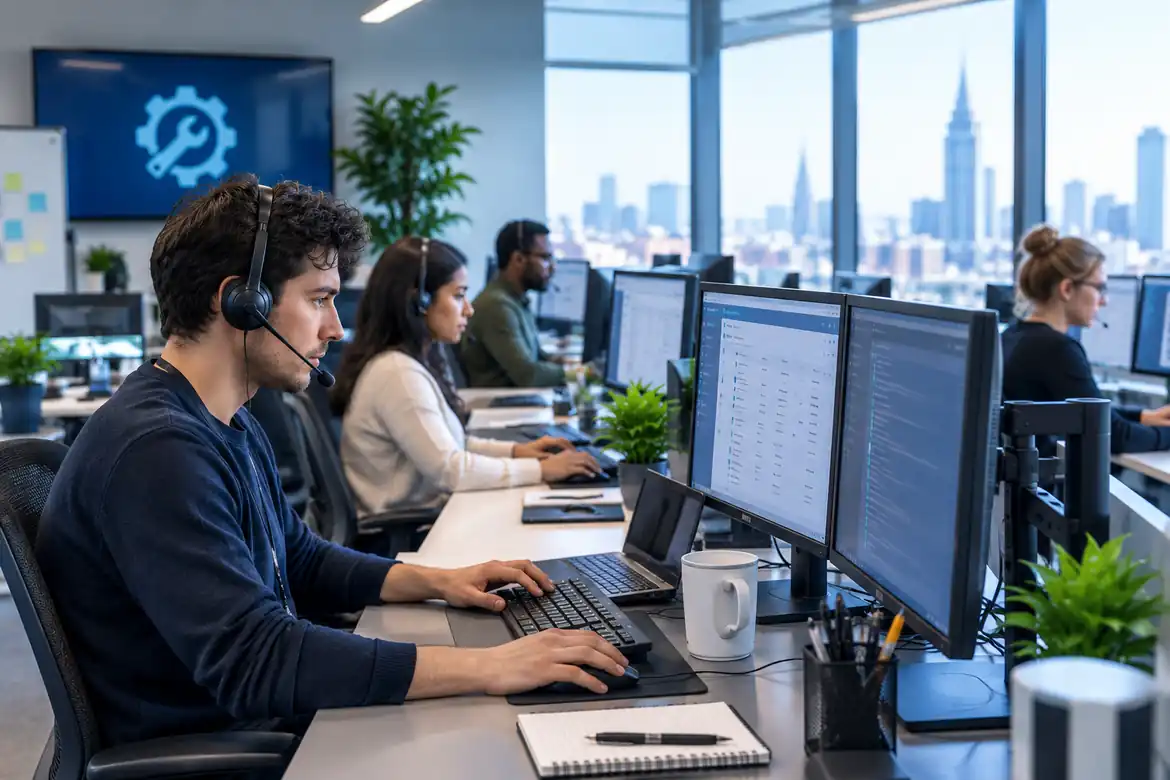 IT support specialist troubleshooting computer issues